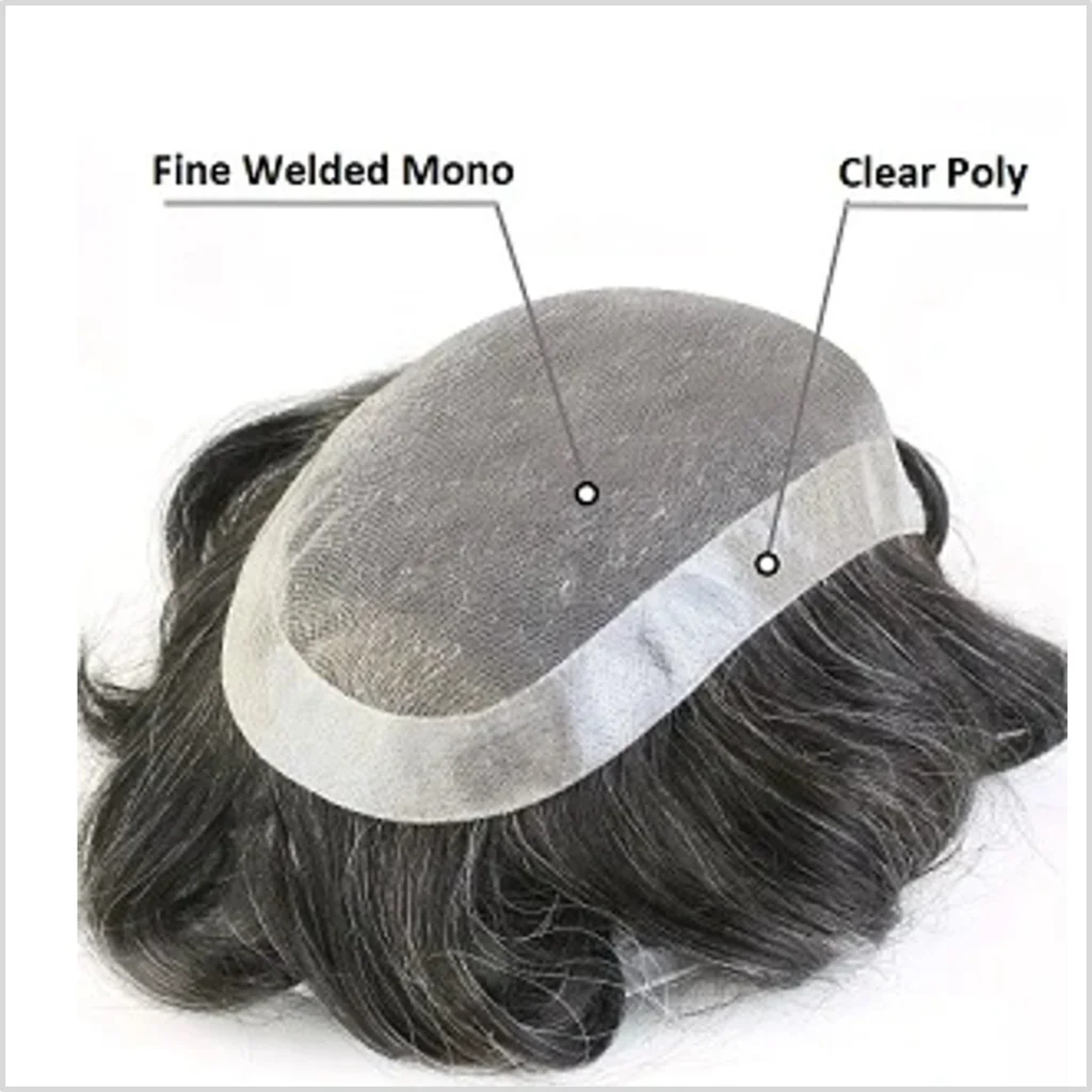 fine welded mono pu around hair systems for men